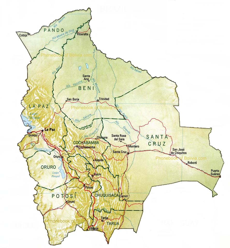 physical map of bolivia